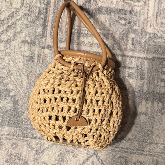 Cult Gaia Enya Interwoven Crochet Top Handle Basket Bag Natural - Picture 5 of 13